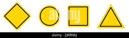 Icon set with empty space for your text or image. Yellow collection icon or sign on a white isolated background with edging. Variations of rhombic, ro Stock Vector