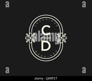 CD Initials letter Wedding monogram logos template, hand drawn modern minimalistic and floral templates for Invitation cards, Save the Date, elegant Stock Vector
