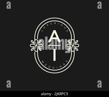 AI Initials letter Wedding monogram logos template, hand drawn modern minimalistic and floral templates for Invitation cards, Save the Date, elegant Stock Vector