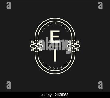 EI Initials letter Wedding monogram logos template, hand drawn modern minimalistic and floral templates for Invitation cards, Save the Date, elegant Stock Vector