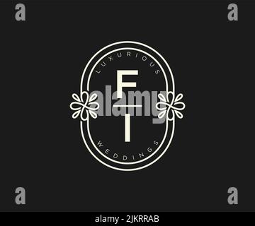 FI Initials letter Wedding monogram logos template, hand drawn modern minimalistic and floral templates for Invitation cards, Save the Date, elegant Stock Vector