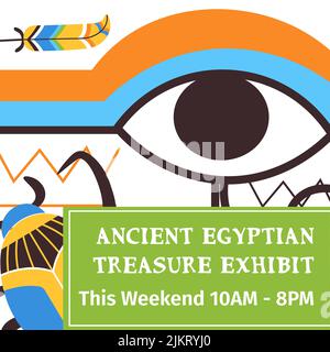 Ancient Egyptian treasure exhibit, visit weekend Stock Vector