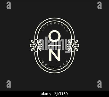 ONInitials letter Wedding monogram logos template, hand drawn modern minimalistic and floral templates for Invitation cards, Save the Date, elegant Stock Vector