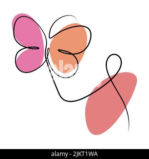 woman face butterfly boho style line art vector illustration for decoration,card,website,web,mobile app,printing,banner,logo,poster design,etc. Stock Vector