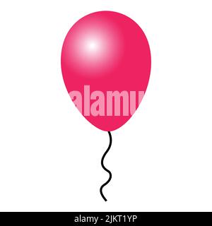 Colorful balloon isolated on white background. Holiday element design realistic baloon with black ribbon and bow Stock Vector