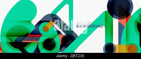 Geometric primitives. Lines, circles abstract background Stock Vector