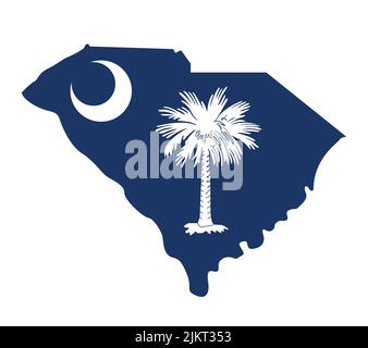 south carolina sc flag in state shape map outline simplified icon vector isolated on white background Stock Vector