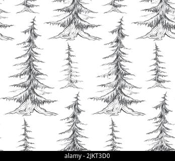 Pines seamless vector black and white pattern Stock Vector Image & Art ...