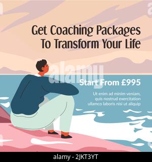 Get coaching package to transform your life banner Stock Vector