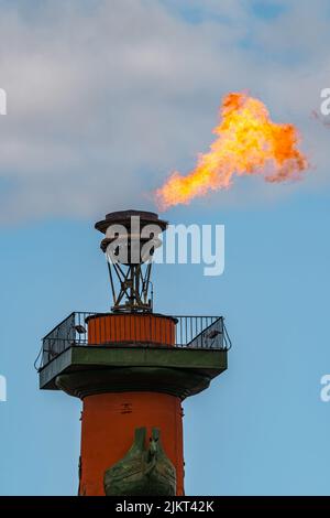 The fire of memory is lit on the rostral columns in St. Petersburg at ...