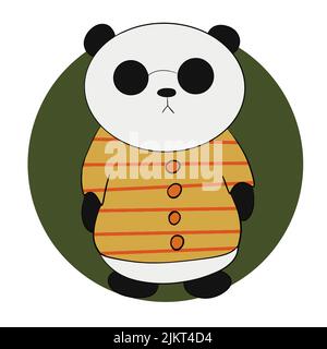 chubby panda in glasses and a sweater Stock Vector