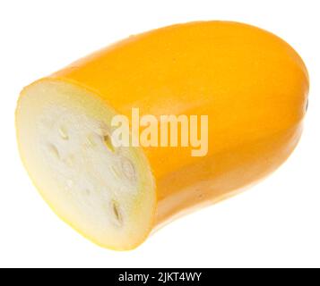 Half of yellow zucchini isolated on white Stock Photo