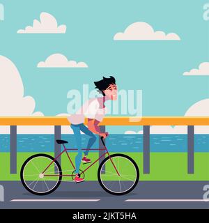 world car free day, man in bike Stock Vector