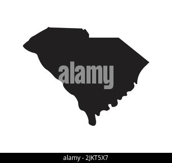 south carolina sc state shape map silhouette simplified USA vector isolated on white background Stock Vector