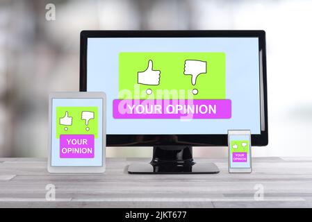 Rating concept shown on different information technology devices Stock Photo