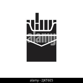 simple classic cigarette smokes pack silhouette icon vector isolated on white background Stock Vector