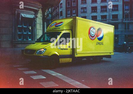 Big van parked in the street. Mercedes Benz Sprinter model Stock Photo