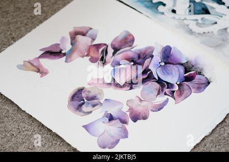 art hobby floral design drawing flower watercolor Stock Photo