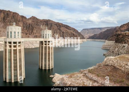 An aerial view of Hoover Dam in Las Vegas, USA Stock Photo