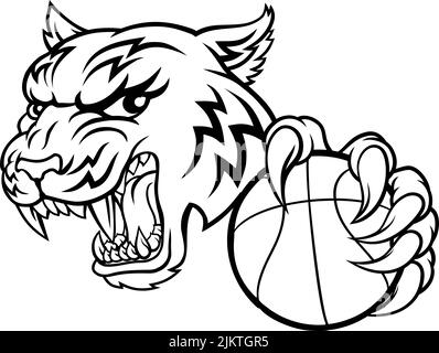 Tiger Baketball Player Animal Sports Mascot Stock Vector