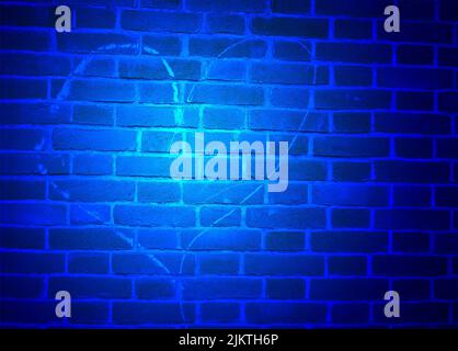 blue light over heart sign drawn by white chalk on brick wall, love diversity Stock Photo