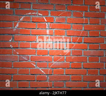 heart sign drawn by white chalk on red brick wall, love diversity Stock Photo