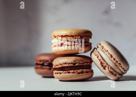 A closeup shot of macaroons on the table Stock Photo