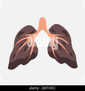 Icon of damaged lungs. Damaged internal organs. Stock Vector