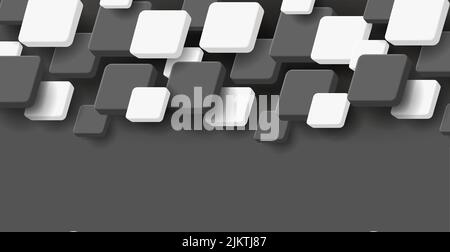 white and black 3d cubes overlaying and creating texture. Vector illustration Stock Vector