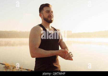 Man doing sport outside. Fitness concept. Stock Photo