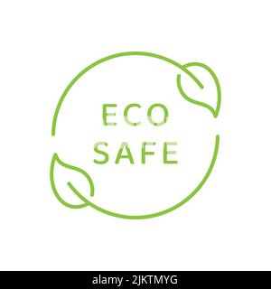 Eco safe vector label. Eco friendly packaging symbol with leaf. Stock Vector