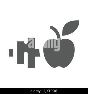 Dumbbell and apple black vector icon. Healthy eating workout and fitness training filled symbol. Stock Vector