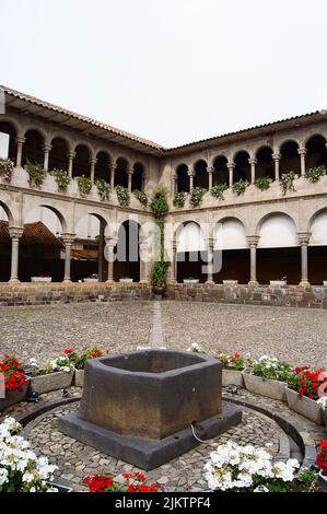 The courtyard of the Qorikancha Temple of the Sun in Cusco, Peru Stock Photo