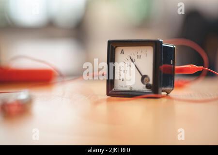 A selective of an ammeter on a table Stock Photo