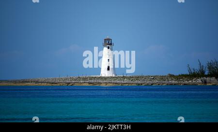 The Paradise Island or Hog Island Lighthouse,  Nassau, Bahamas Stock Photo