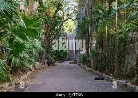 The Queen's Staircase in Nassau, Bahamas, also known as the 66 steps, a ...