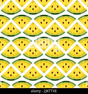 Seamless pattern with cut yellow watermelon. Vector colorful background. Stock Vector
