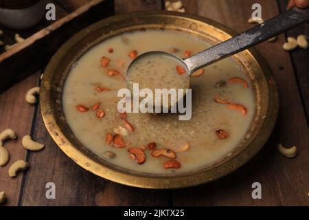 indian traditional sweet sabudana kheer with jaggery Stock Photo