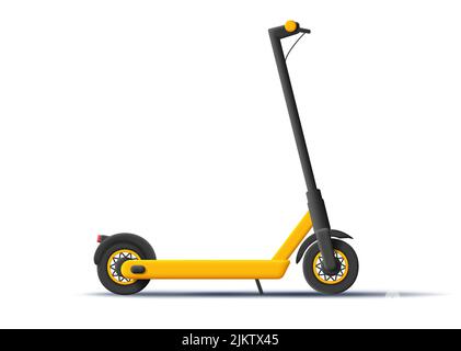 3d illustration of electric scooter in yellow and black colors. Vector illustration Stock Vector