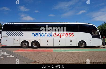 National Express coach, Sophia Gardens Coach station. Summer 2022 ...