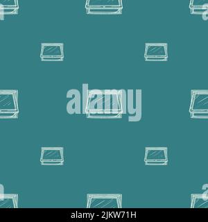 Opened window lean forward seamless pattern. Retro element inside wall in hand drawn style. Sketch texture for fabric, wallpaper, textile, print, titl Stock Vector