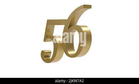 gold 56 number digit metal 3d render illustration Stock Photo