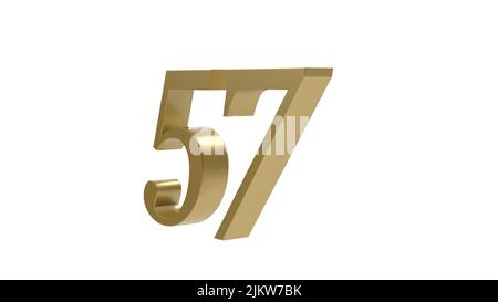 57 gold number digit metal 3d render illustration Stock Photo