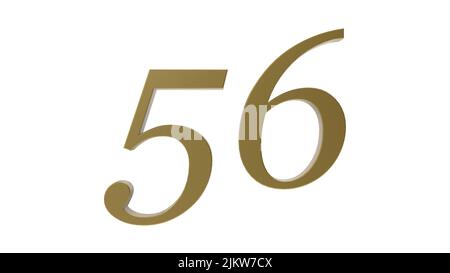 gold 56 number digit metal 3d render illustration Stock Photo