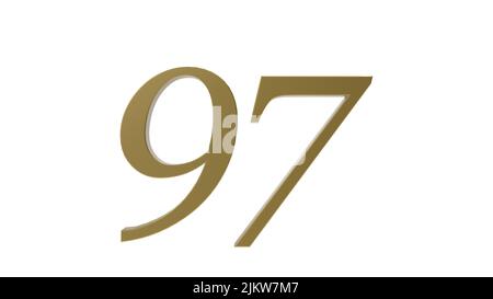 97 gold number digit metal 3d render illustration Stock Photo - Alamy