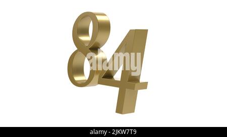 84 gold number digit metal 3d render illustration Stock Photo - Alamy