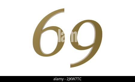 gold 69 number digit metal 3d render illustration Stock Photo - Alamy