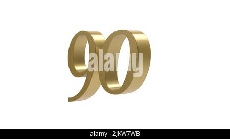 gold number 90 digit metal 3d render illustration Stock Photo