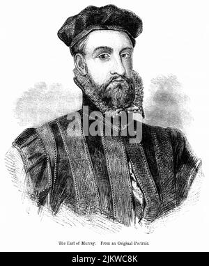 The Earl of Murray (Moray), Illustration from the Book, 'John Cassel’s Illustrated History of England, Volume II', text by William Howitt, Cassell, Petter, and Galpin, London, 1858 Stock Photo