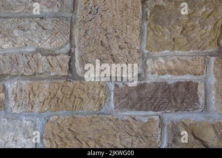 A view of a brick wall that can be used as a wallpaper or a background Stock Photo